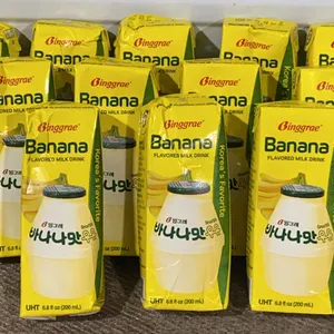 **NEW** Binggrae Banana Flavored Milk, Korea's Favorite, 12 Drinks - Best By 2/2027