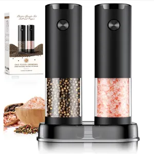 Electric Salt and Pepper Grinder Set Automatic Battery Pepper Mill Shakers Adjustable Coarseness Upg