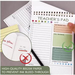 Teacher To Do List Notepad, 8.3x5.8 Inch Teacher Notepad, Spiral Checklist Notebook NEW