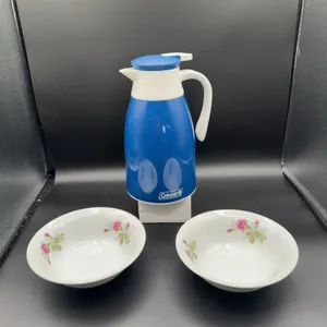 Coleman Carafe & 2 China Bowls