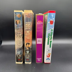 4 VHS Tapes Free Willy Charlie Brown Christmas The Beverly Hillbillies