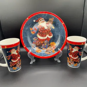 Today's Living Santa Plate & 2 Mugs