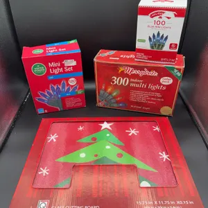 3 Boxes Christmas Lights and Christmas Glass Cutting Board