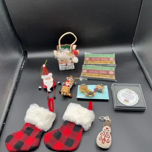 Box Lot Christmas Items, Boyds Bears Pins