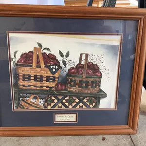 Longaberger Basket Picture with Apples & Quilts