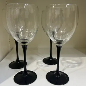 Luminarc France Black Stem Wine Glasses set of Four