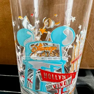 Hollywood and Vine Disney Souvenir Glass 5” tall