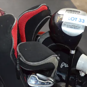 Men's Golf Bag with Right Handed Clubs, approx. 8, Golf Shoes size 10, 2 Wheel Caddy, Extra Golf Balls and Tees