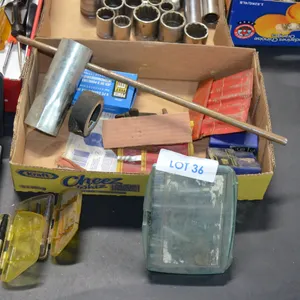 2 Boxes of Screwdrivers, Box of Screw Extractors, Box of 1/2" Sockets and 3/8" Sockets, Some Taps (not complete), Small Mastercraft kit of Bolt and Nu
