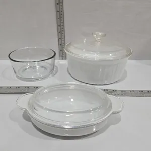 Anchor Hocking Bowl, Corning Ware covered casseroles (2)