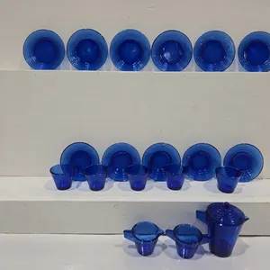 Akro Agate Cobalt Blue Tea Set