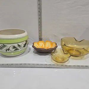Ceramic Art Pottery Candy Nut Dish Bowl USA 7205, Chip & Dip Bowl (no hanger) & Flower Pot,