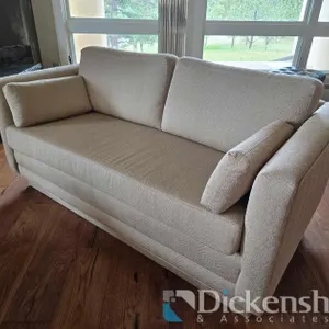 BEIGE DESIGNER 2 CUSHIONED COUCH WITH PILLOWS