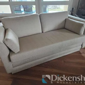 BEIGE DESIGNER 2 CUSHIONED COUCH WITH PILLOWS