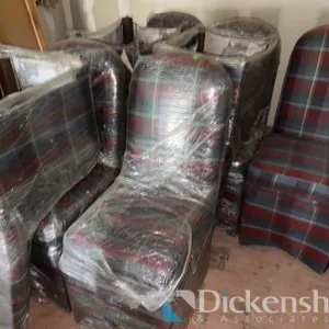 SET OF (8) TARTAN PLAID PARSONS STYLE  UPHOLSTERED