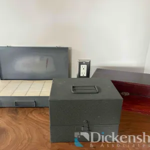 METAL AND WOOD ORGANIZER BOXES, QTY (3)