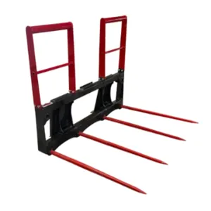 Unused Stout  Skid Steer 4 Tine HD Bale Spear W/ Backer