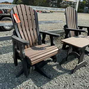 Pair Of Outdoor Fanback Swivel Gliders W/ Table