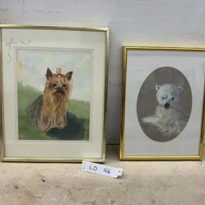 Two Framed Artworks: 1992 B. Joyce Hunter Yorkshire Terrier Watercolor, 14 × 11” and 1997 O'Hara