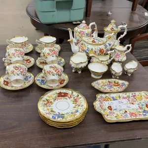 Royal Crown Derby Porcelain Tea and Coffee Service, Mixed Floral Pattern With Gilding, 28 Pieces
