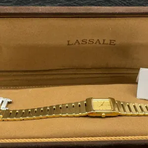 Lassale Quartz Ladies' Wristwatch Model 1E50-5079 Gold-Tone Rectangular Case c. 1985