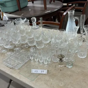 Large Collection of Cut Crystal Glassware Including Stemware, Tumblers, Decanter, Pitcher