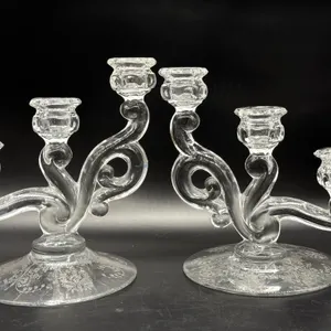 Heisey Cascade Crystal Three-Light Candlestick