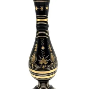 Vintage Etched Brass Vase Made in India 13.25”
