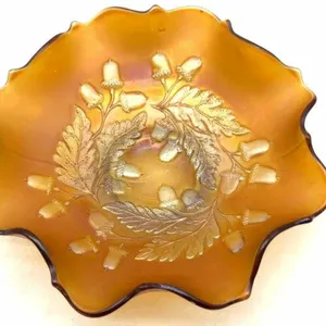 Antique Fenton Acorn Marigold Carnival Glass Dish
