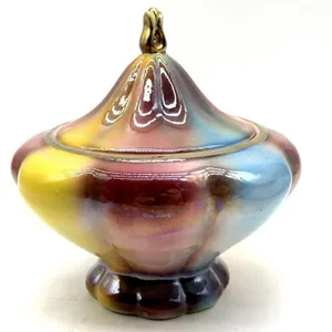 Vintage Italian Majolica Rainbow Lidded Candy