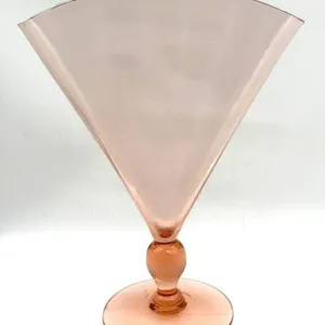 Pink Glass Fan Vase 9”