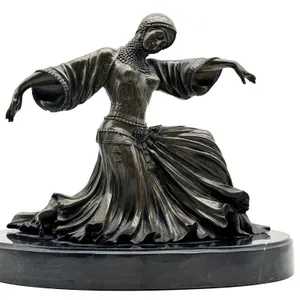 Chiparus Woman Dancer Bronze Sculpture on Stone