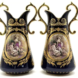 Sevres Cobalt Blue Gilt Porcelain Double-Handled