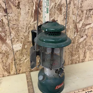 Vintage Coleman Lantern M# 220E, Pyrex Globe, 14.5" Tall