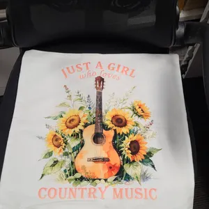 Decorative Throw Pillow Cover Featuring Sunflowers, Guitar Graphic, and 'Just a Girl Who Loves Count