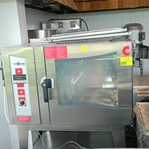 Convotherm Cleveland OGS6.20 gas-fired convection steamer. Features stainless steel construction, digital controls, glass door, and interior food prob