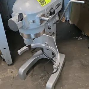 Hobart A-200T 20-quart commercial planetary mixer. Features a 3-speed transmission, manual bowl lift, and front attachment hub. Electrical: 115V, 60 H