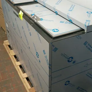 Perlick FR60RT-3 self-contained commercial refrigeration unit. Features stainless steel construction with protective film, top sliding lids, and packa