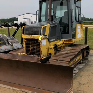 Komatsu D31PX-21 Galeo crawler dozer. Features enclosed cab, 6-way Power Angle Tilt (PAT) blade, steel tracks, and joystick controls. Meter reads: 3,8