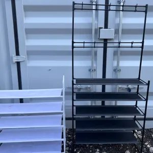2 Fabric-Covered Storage Racks With Hooks