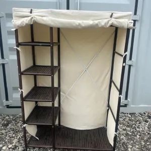 Portable Canvas Wardrobe With Shelving