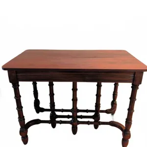 Extendable Dark Wood Table with Turned Legs