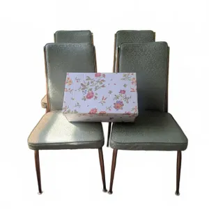 Four Green Vinyl Upholstered Chairs and Creative Circle Embroidery Kit