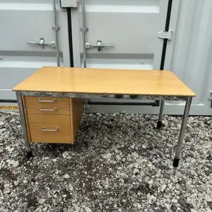 IKEA Desk With 3-Drawer Pedestal and Metal Legs