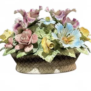 Capodimonte Porcelain Flower Basket Centrepiece and Candleholders
