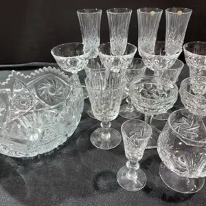 Cut Crystal Glassware And Bowl Collection
