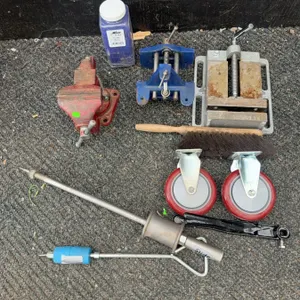 Vises, Casters, Brushes, And Workshop Tools