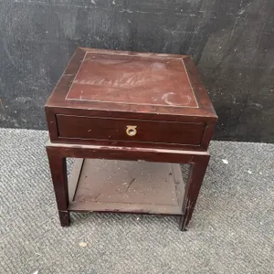 Wooden Side Table With Drawer and Lower Shelf