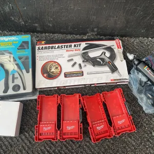 Tool Lot: Mityvac, Sandblaster, Wen Driver, Milwaukee Cases