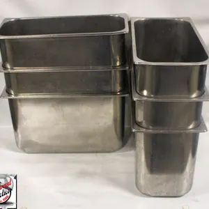 SIX 1/3 SIZE STAINLESS STEEL ICE CREAM INSERTS-10"